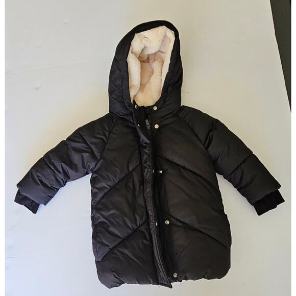 Baby Gap Black Puffer Jacket P.U.R.E Water-Resistant Fur Lined NEW 3YrsToddler - Picture 1 of 7
